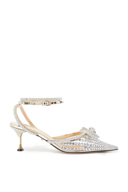 Double-Bow 65 Crystal Embellished PVC Pumps